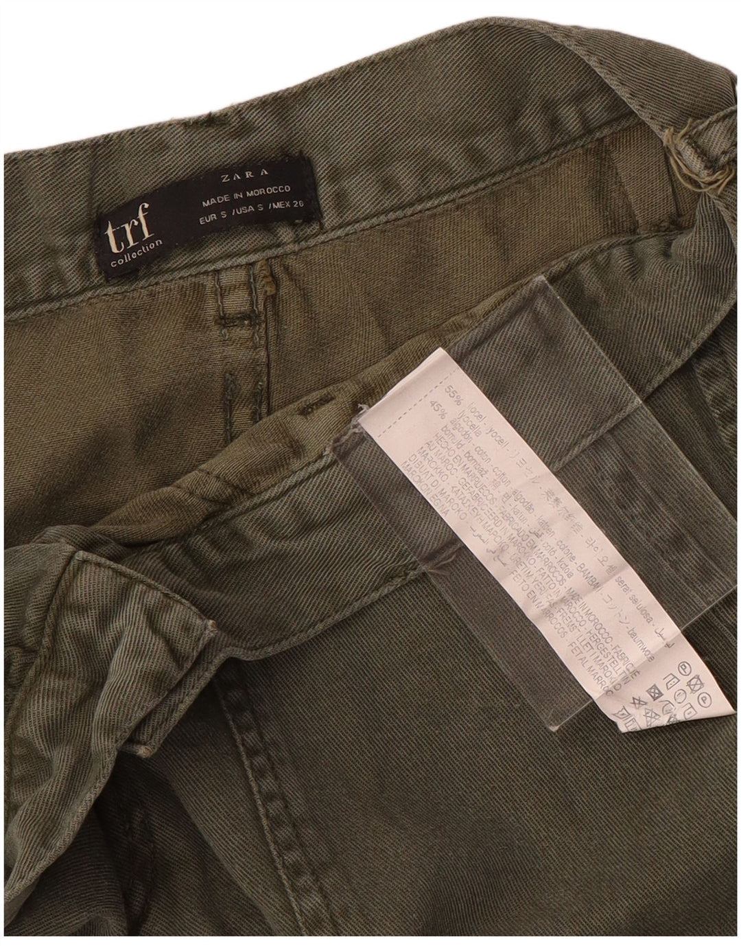 Zara Γυναικείο ίσιο παντελόνι Cargo Small W26 L27 Khaki