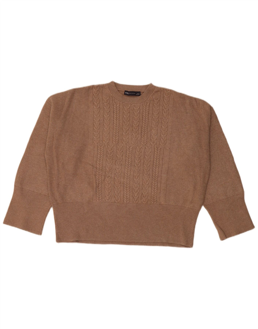 MARKS & SPENCER Γυναικείο πουλόβερ Crop Crew Neck Jumper UK 16 Large Brown