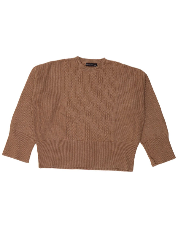 MARKS & SPENCER Γυναικείο πουλόβερ Crop Crew Neck Jumper UK 16 Large Brown