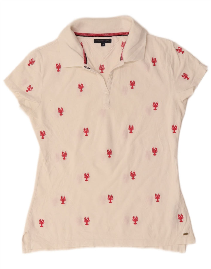 Tommy Hilfiger Γυναικείο πουκάμισο Polo Abstract Pattern UK 12 Μεσαίο λευκό βαμβακερό