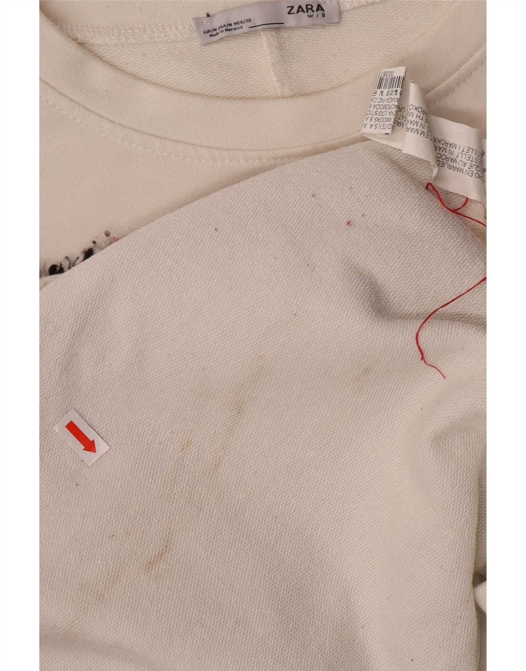 Γυναικείο φούτερ μεγάλου μεγέθους ZARA Jumper UK 14 Medium White Colourblock