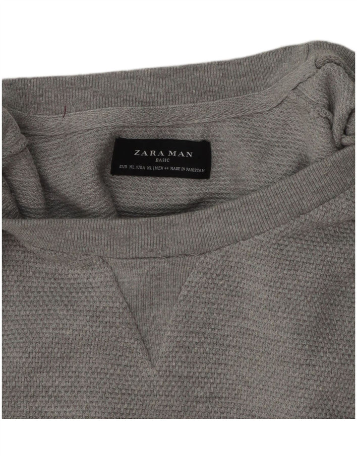 Ανδρικό πουλόβερ Zara Crew Neck Jumper XL Γκρι βαμβακερό