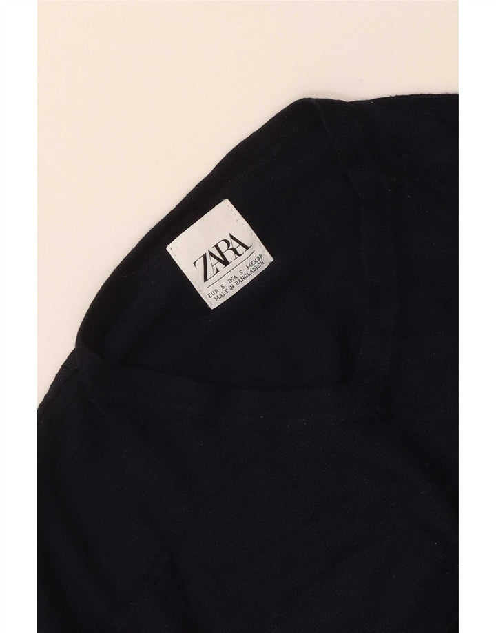 Zara Ανδρικό πουλόβερ με λαιμόκοψη με V λαιμόκοψη Μικρό Navy Blue