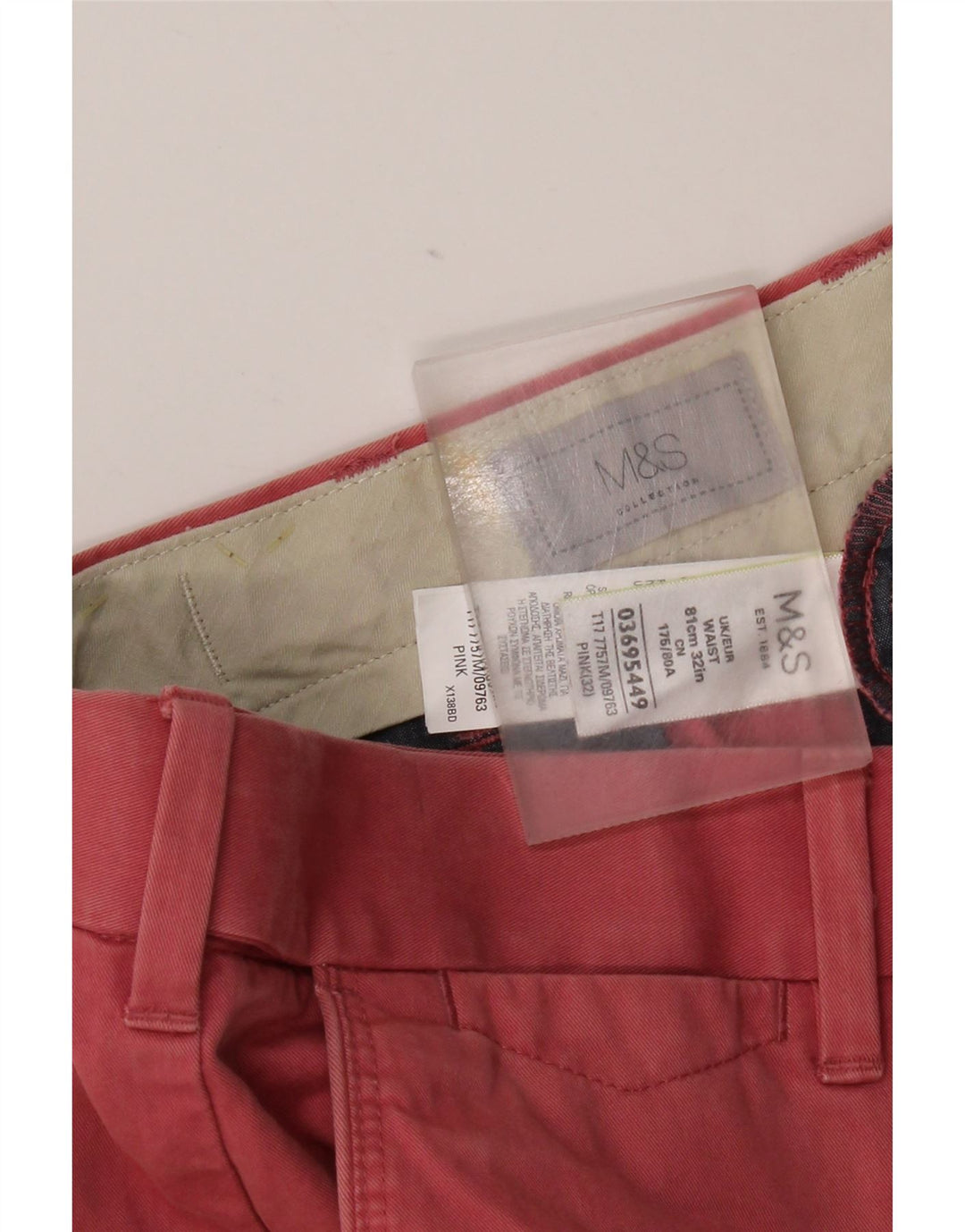 Ανδρικό σορτς Chino Marks & Spencer W32 Μεσαίο κόκκινο βαμβακερό