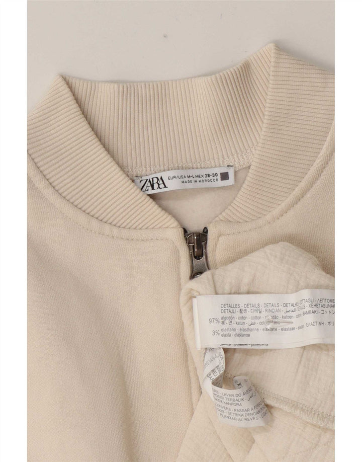 Zara γυναικείο φόρεμα με φερμουάρ UK 14 από μεσαίο άσπρο βαμβακερό