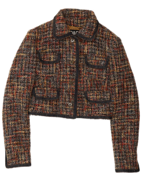 DOLCE & GABBANA Γυναικείο σακάκι μπλέιζερ Ηνωμένου Βασιλείου 12 μεσαία πολύχρωμα φλεγόμενα
