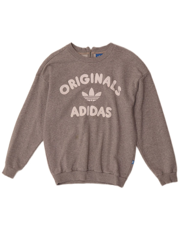 Γυναικείο γραφικό υπερμεγέθη φούτερ Adidas UK 6 XS γκρι βαμβακερό