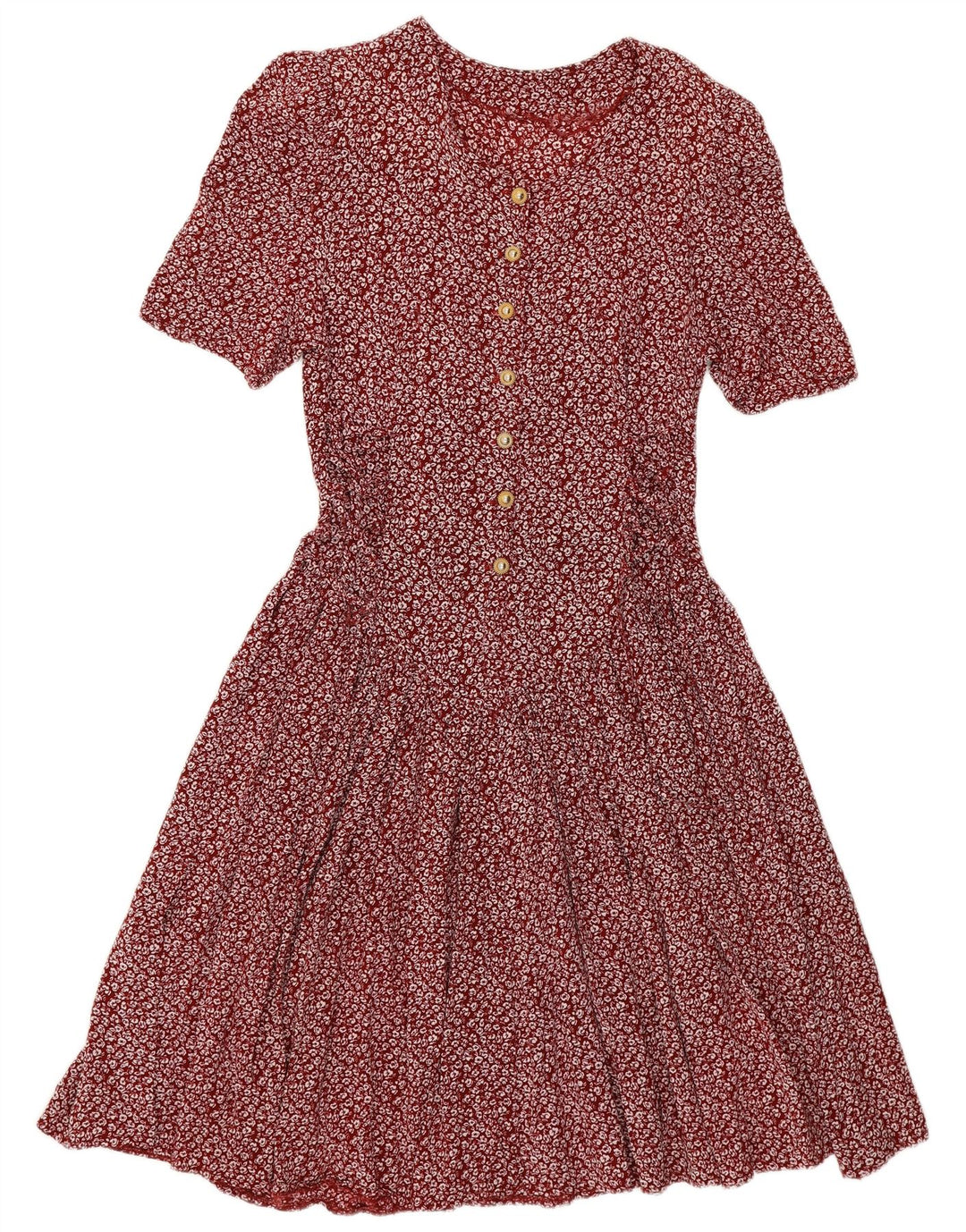 VINTAGE Γυναικείο φόρεμα Empire UK 14 Μεγάλο Βουργουνδί Floral