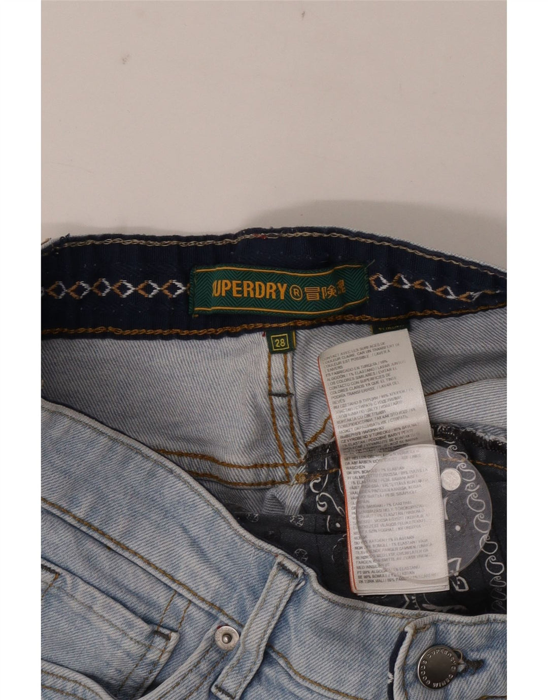 Superdry γυναικείο τζιν σορτς W28, μεσαίο μπλε βαμβακερό