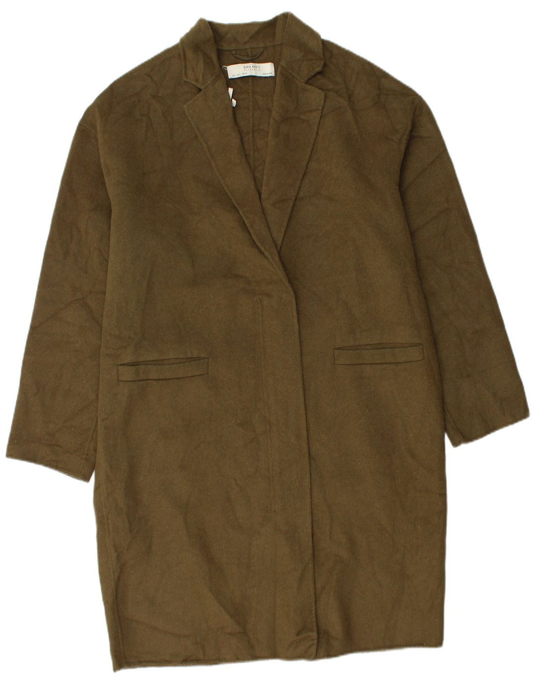Zara Γυναικείο Παλτό UK 16 Large Khaki Wool
