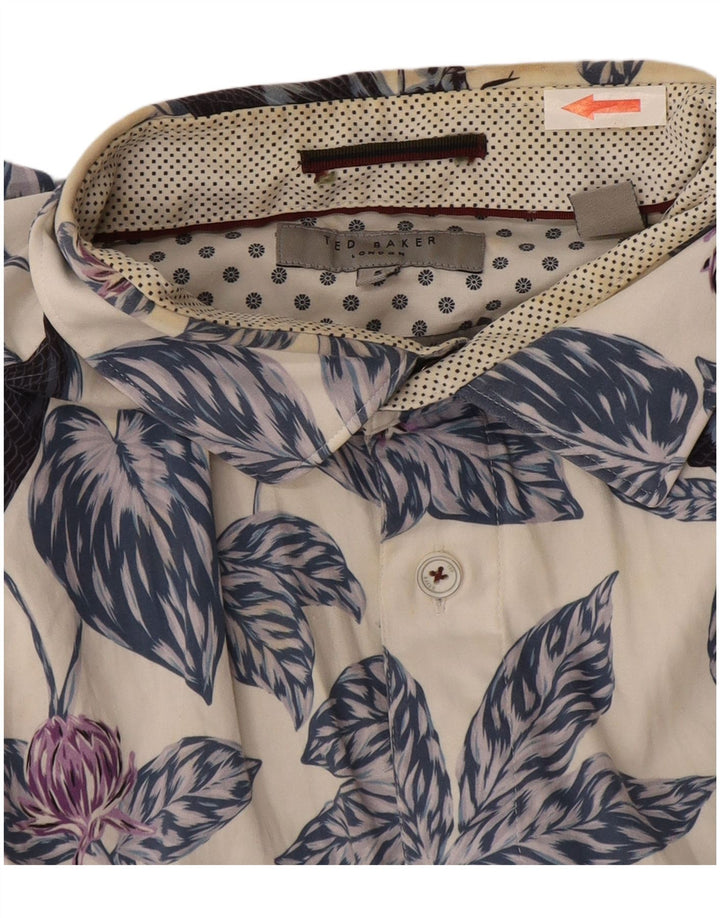 Ανδρικό πουκάμισο Ted Baker 5 XL Λευκό φλοράλ βαμβακερό