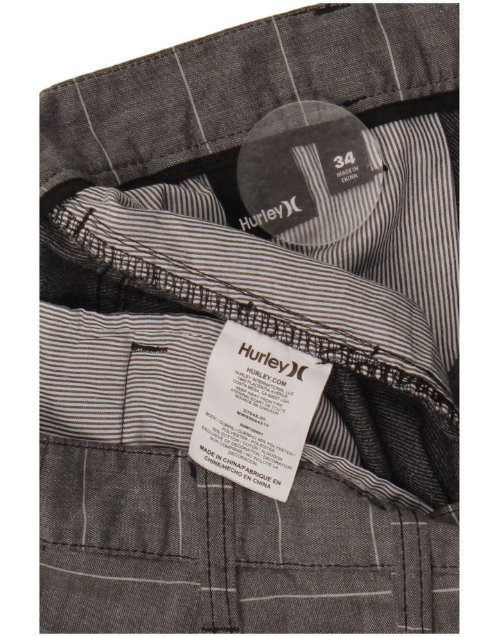 HURLEY Ανδρικό σορτς chino Nike Dri Fit W34 Large Grey Pinstripe Polyester