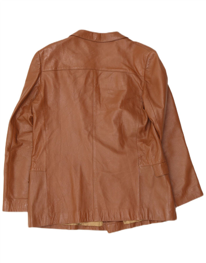 Anfor Γυναικείο Δερμάτινο Μπουφάν Μπλέιζερ Διπλό στήθος IT 44 Μεσαίο Καφέ