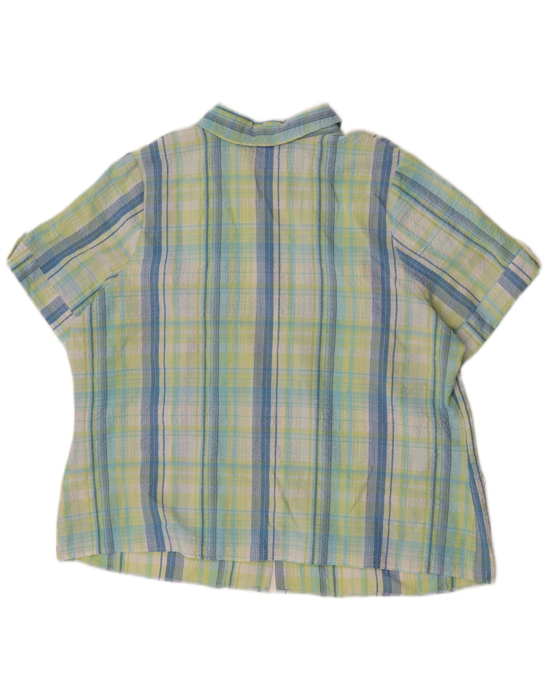 Marks & Spencer Γυναικείο κοντομάνικο πουκάμισο UK 22 3XL Green Check Polyester