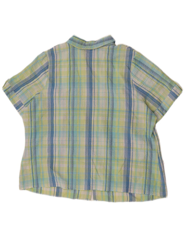 Marks & Spencer Γυναικείο κοντομάνικο πουκάμισο UK 22 3XL Green Check Polyester