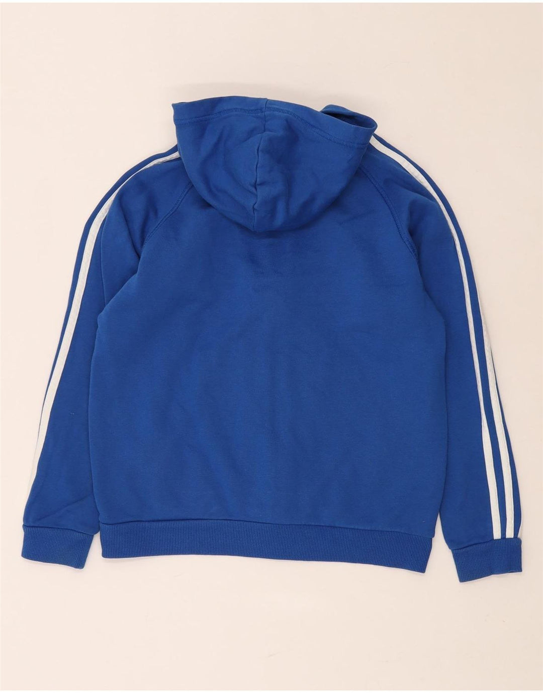 ADIDAS Boys Zip Hoodie πουλόβερ 11-12 ετών Μπλε βαμβακερό
