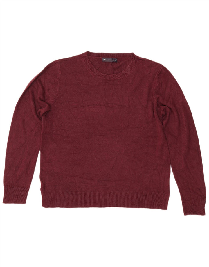 MARKS & SPENCER Γυναικείο πουλόβερ με λαιμόκοψη UK 14 Large Maroon Ακρυλικό