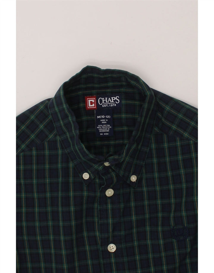CHAPS Boys Shirt 10-11 Years Medium  Navy Blue Check Cotton Vintage Chaps and Second-Hand Chaps from Messina Hembry 