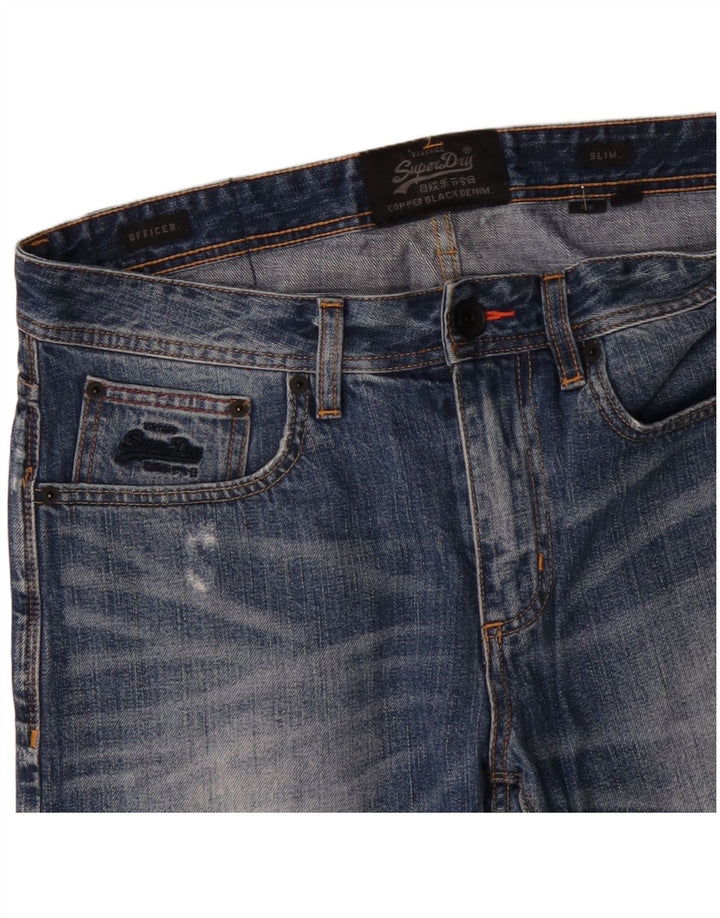 Ανδρικό SUPERDRY Officer Distressed λεπτό τζιν σορτς W32 μεσαίο μπλε βαμβακερό