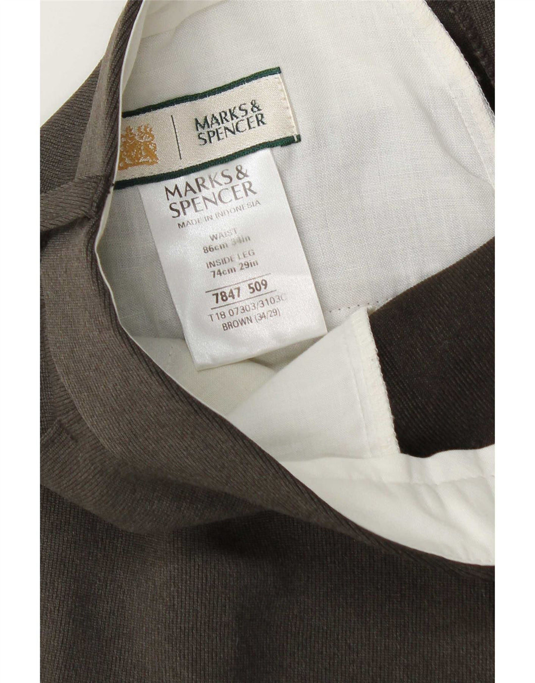 Marks & Spencer Ανδρικό κωνικό παντελόνι W34 L29 καφέ πολυεστέρας