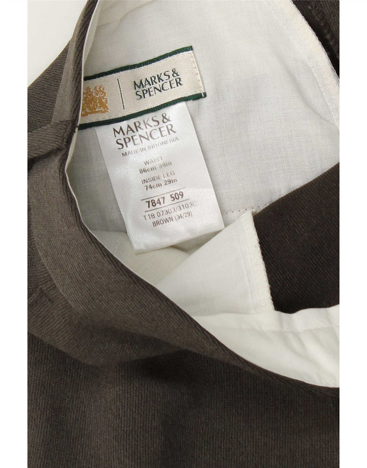 Marks & Spencer Ανδρικό κωνικό παντελόνι W34 L29 καφέ πολυεστέρας