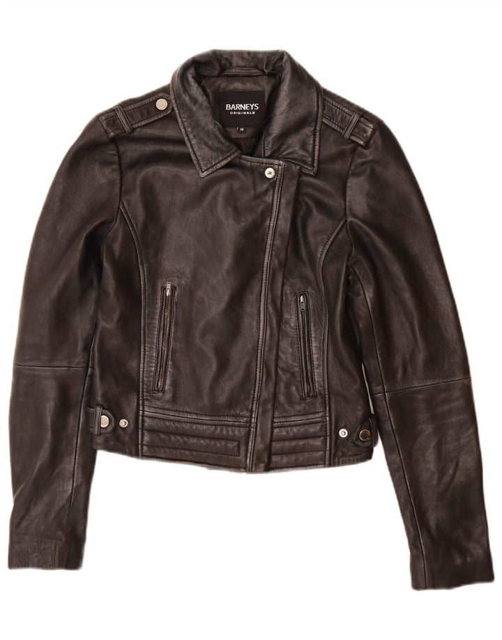 BARNEYS Γυναικείο Δερμάτινο Μπουφάν Biker UK 10 Small Black Leather
