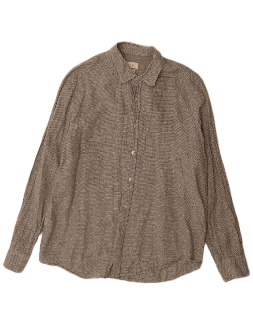 Massimo Dutti Ανδρικό πουκάμισο XL Πράσινο λινό Houndstooth