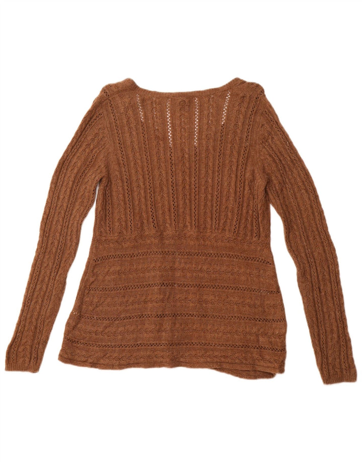 WHITE STUFF Γυναικεία ζακέτα πουλόβερ UK 16 μεγάλη καφέ βισκόζη