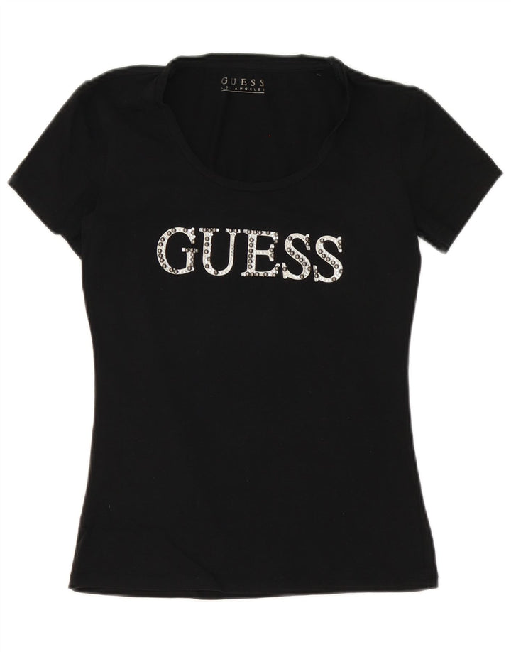 Γυναικείο γραφικό μπλουζάκι Guess Top UK 10 Small Black