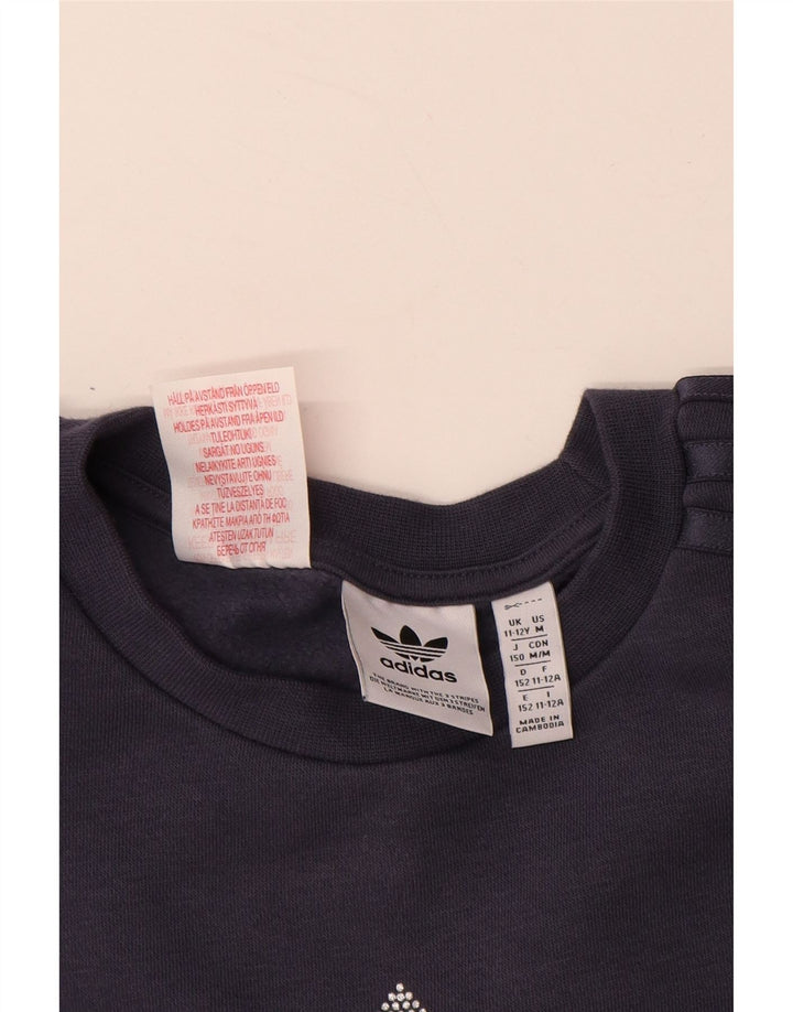 Γραφικό φούτερ για κορίτσια ADIDAS Jumper 11-12 ετών Navy Blue Cotton