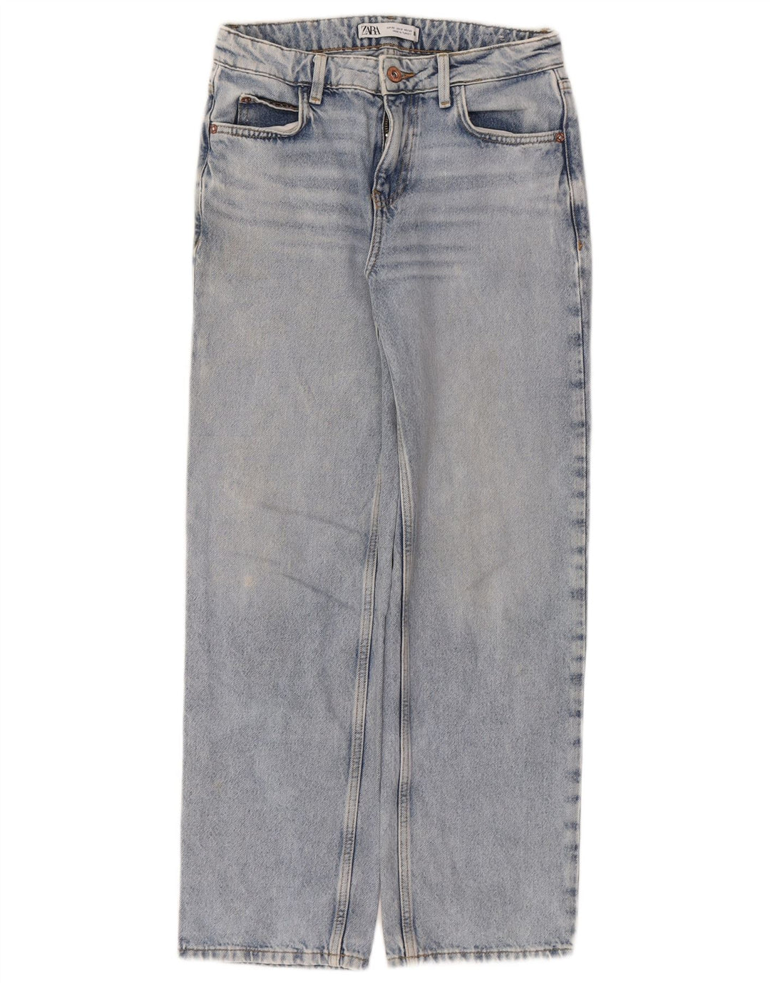 ZARA Womens Straight Jeans W22 L28 Blue Cotton