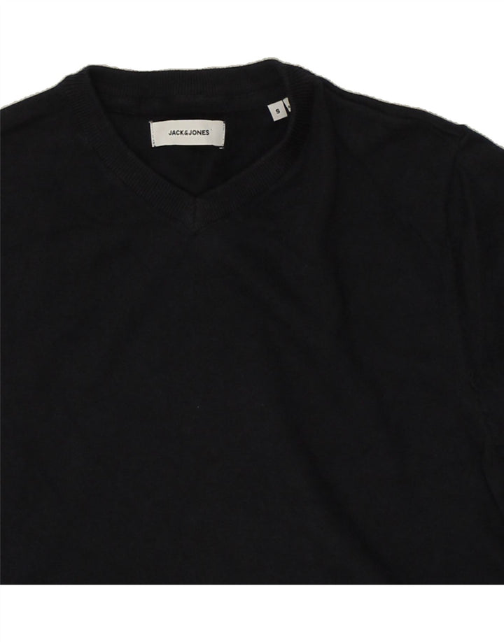 JACK & JONES Mens V-Neck Jumper Sweater Small Navy Blue Cotton | Vintage Jack & Jones | Thrift | Second-Hand Jack & Jones | Used Clothing | Messina Hembry 