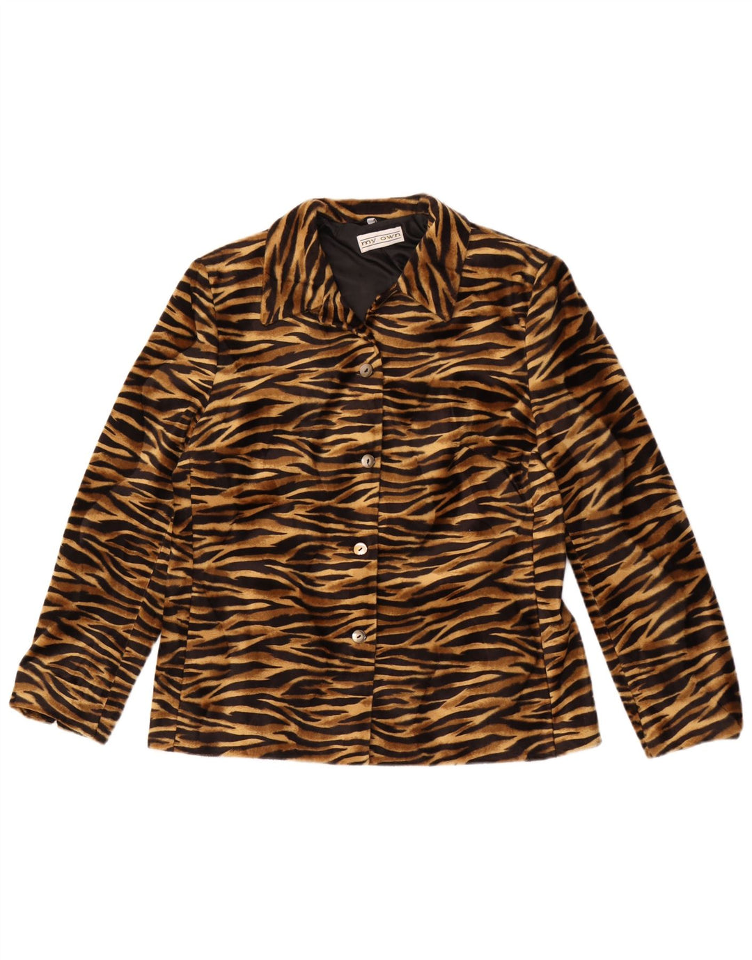 My Own Womens 4 Button Jacket Blazer EU 42 Large Brown Animal print