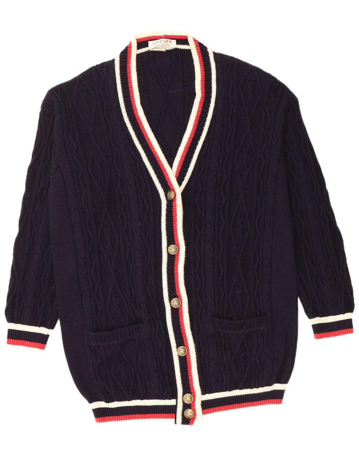 JAEGER Γυναικείο πουλόβερ με ζακέτα UK 10 Small Navy Blue Colourblock