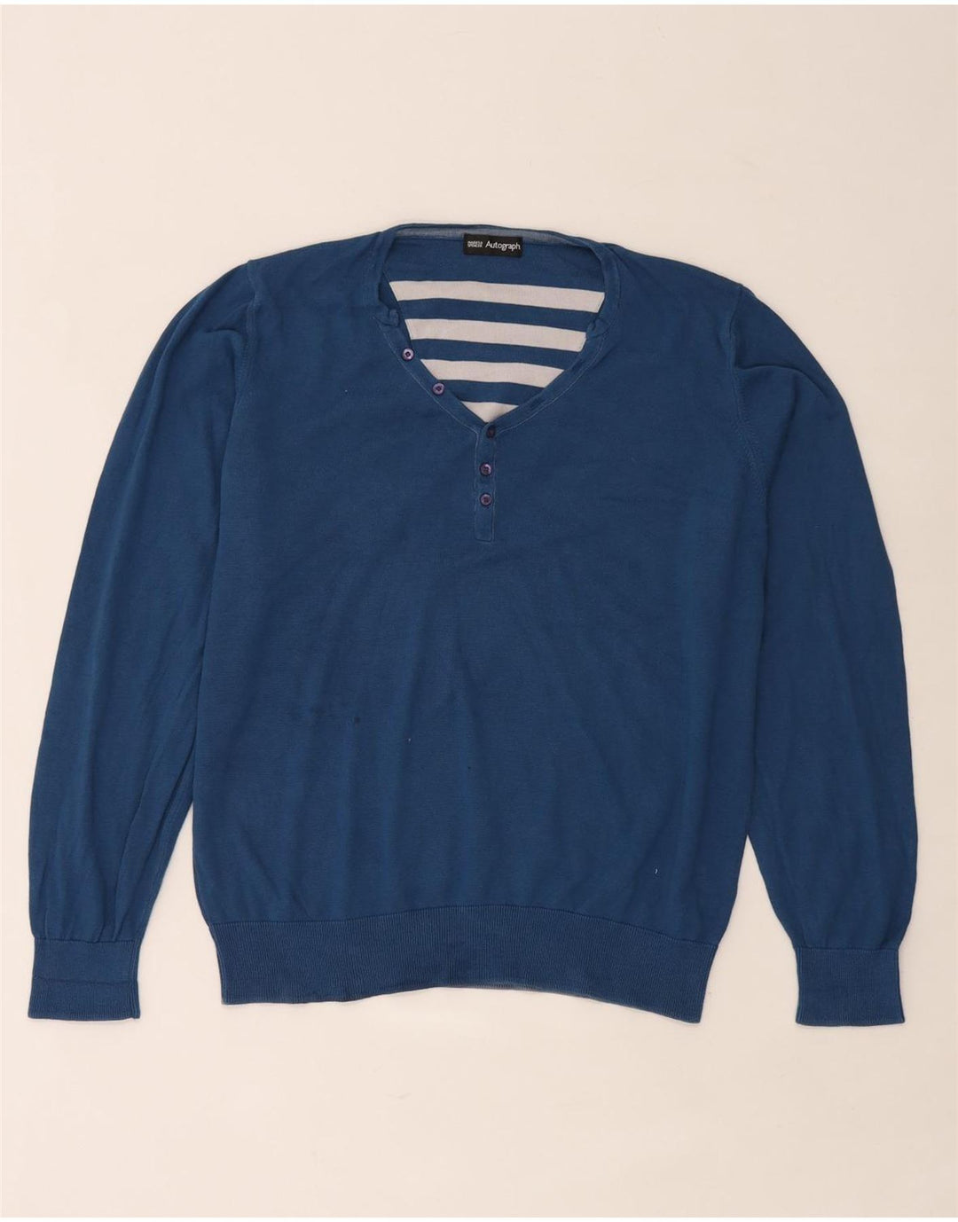 Ανδρικό πουλόβερ Marks & Spencer Autograph V-Neck Jumper Large Blue