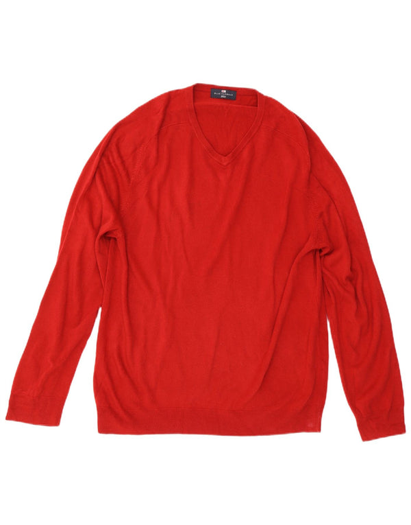 Ανδρικό πουλόβερ Marks & Spencer Blue Harbor με λαιμόκοψη με λαιμόκοψη, μεγάλο κόκκινο ακρυλικό