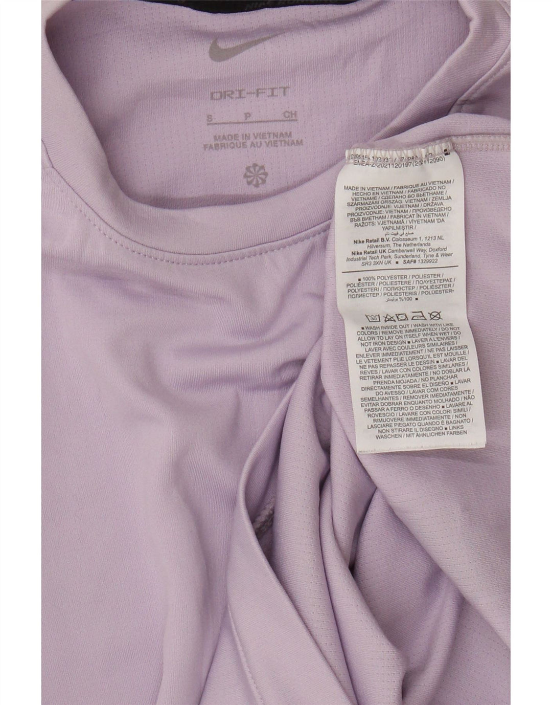 Γυναικείο Nike Dri Fit γραφικό μακρυμάνικο UK 10 Small Lilac Polyester