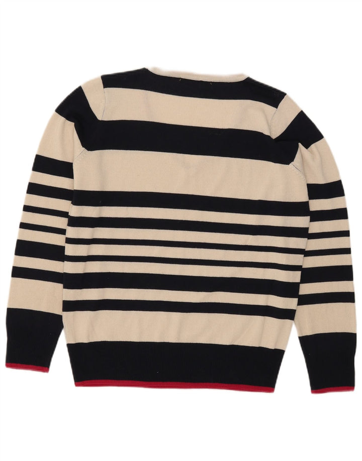 Marks & Spencer Γυναικείο πουλόβερ με λαιμόκοψη με V λαιμόκοψη UK 12 Medium Off White ριγέ