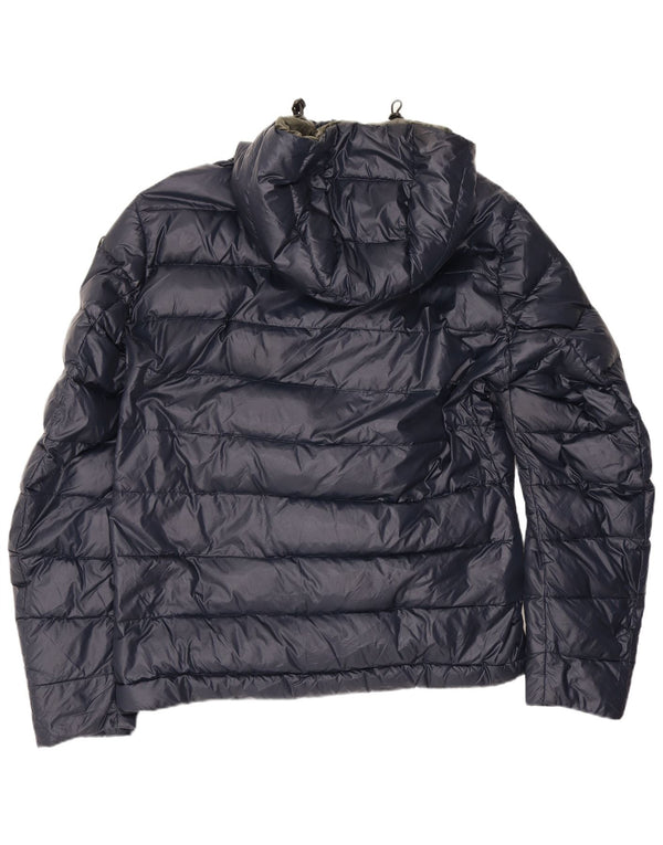 Blauer Ανδρικό μπουφάν με κουκούλα UK 40 Large Navy Blue Polyamide