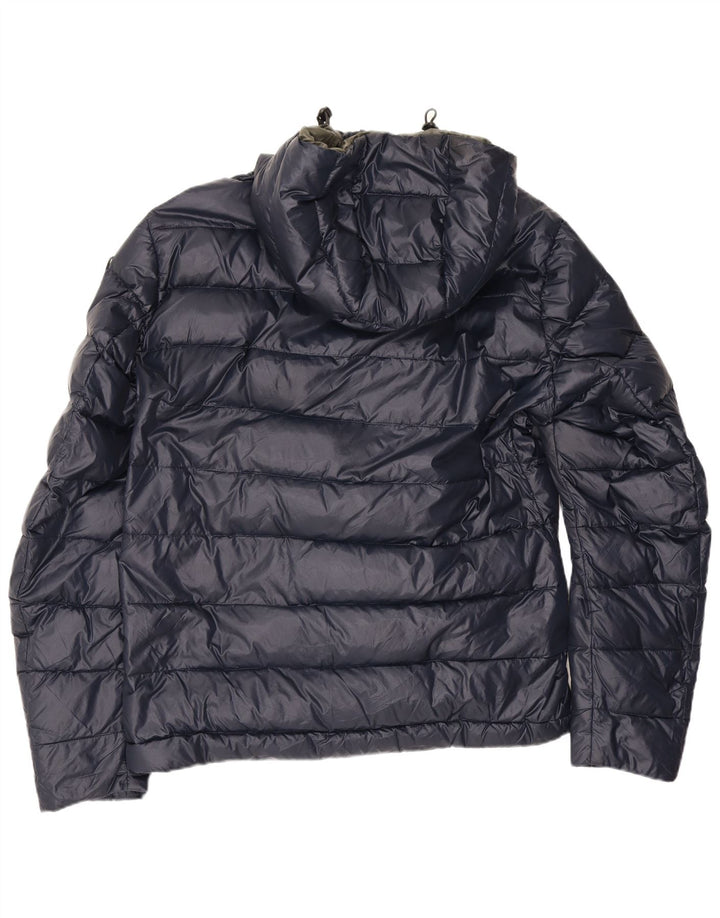 Blauer Ανδρικό μπουφάν με κουκούλα UK 40 Large Navy Blue Polyamide