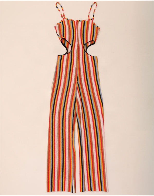 Zara γυναικεία ολόσωμη φόρμα UK 10 Small L30 πολύχρωμη ριγέ βαμβακερή