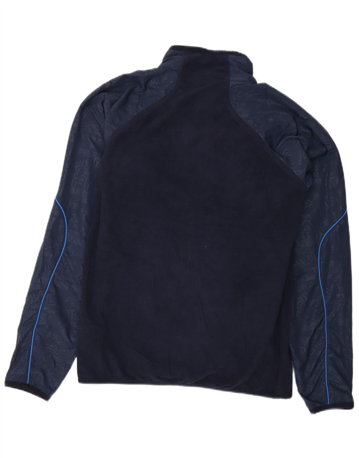 Fila Ανδρικό Fleece Jacket UK 38 Medium Navy Blue Colourblock Βαμβακερό