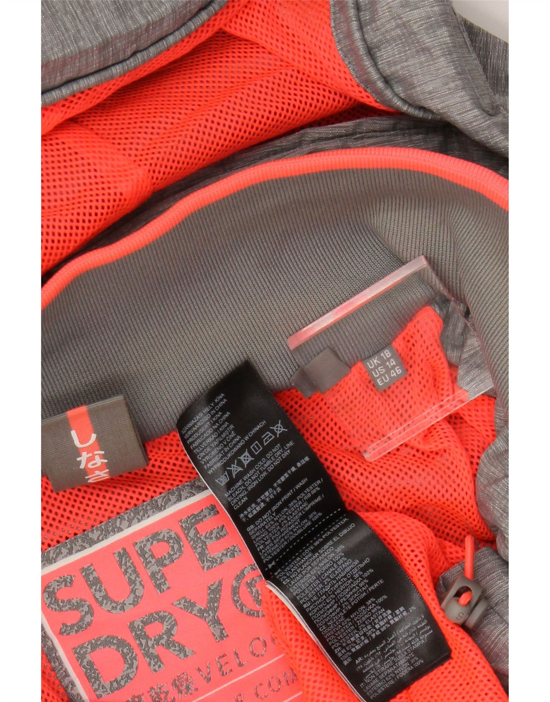 Superdry γυναικείο μπουφάν βροχής με κουκούλα UK 18 XL γκρι νάιλον