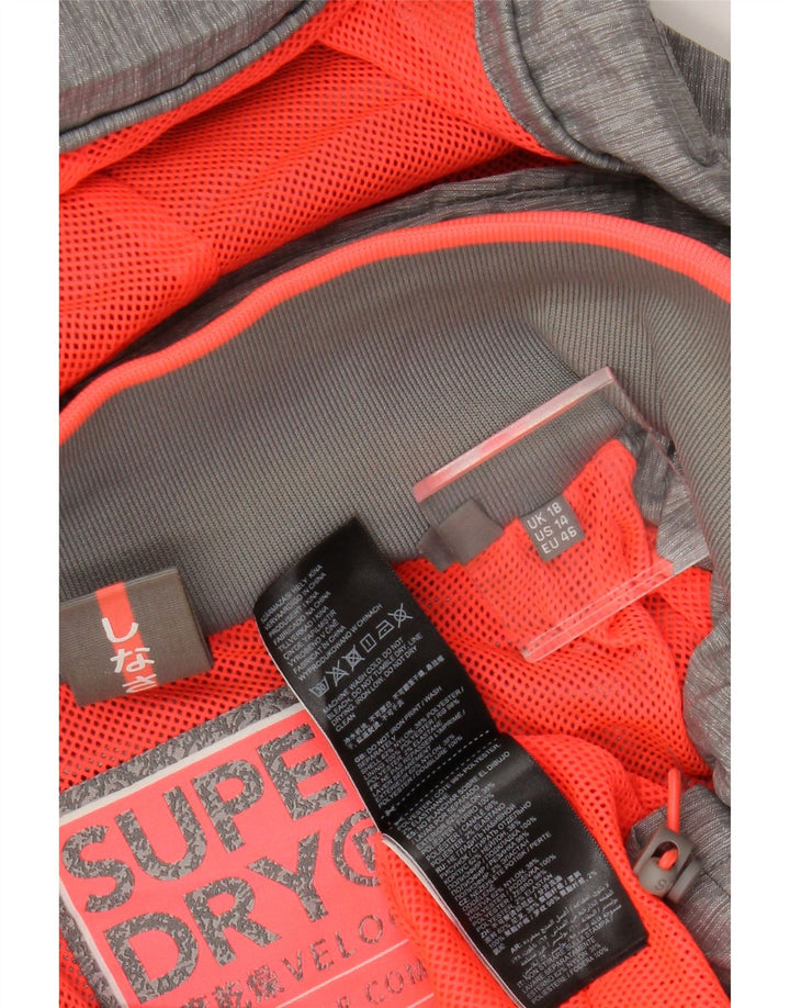 Superdry γυναικείο μπουφάν βροχής με κουκούλα UK 18 XL γκρι νάιλον