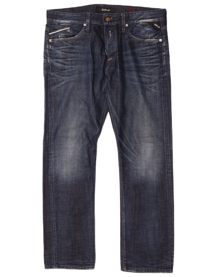 Replay Ανδρικό τζιν Distressed Straight W34 L31 Μπλε βαμβακερό