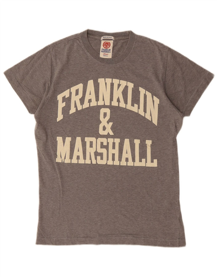 Ανδρικό κλασικό γραφικό μπλουζάκι FRANKLIN & MARSHALL Μικρό βαμβακερό γκρι