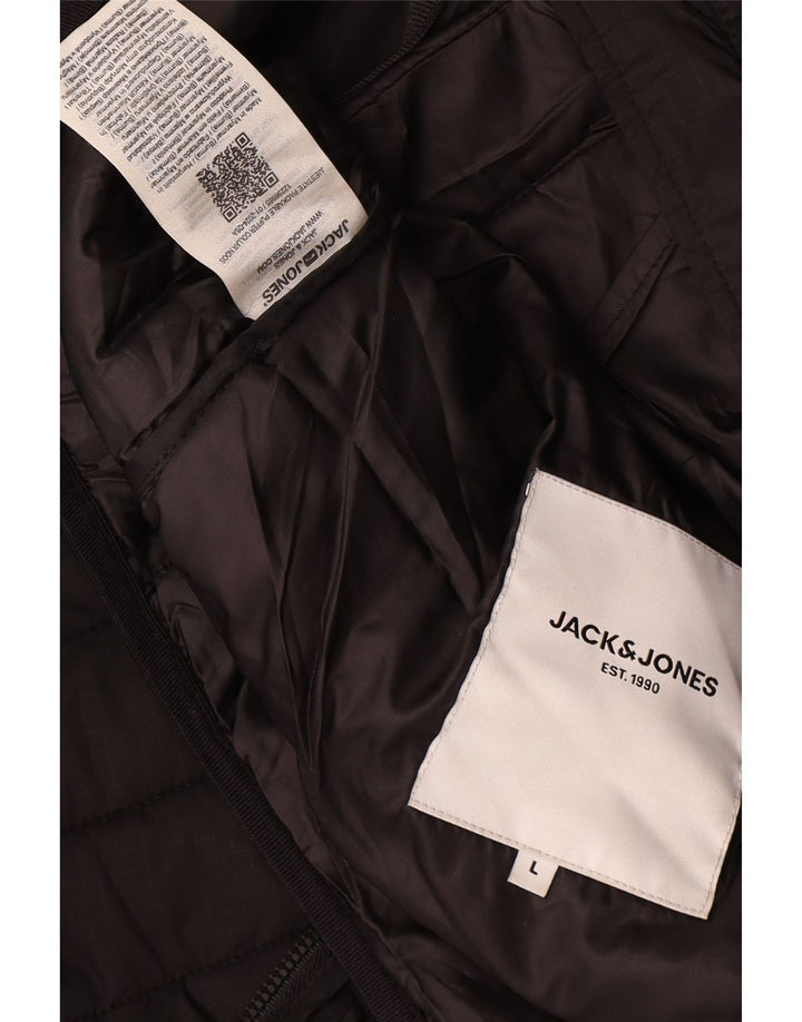 Jack & Jones Ανδρικό μπουφάν με επένδυση UK 40 μεγάλο μαύρο πολυεστέρα