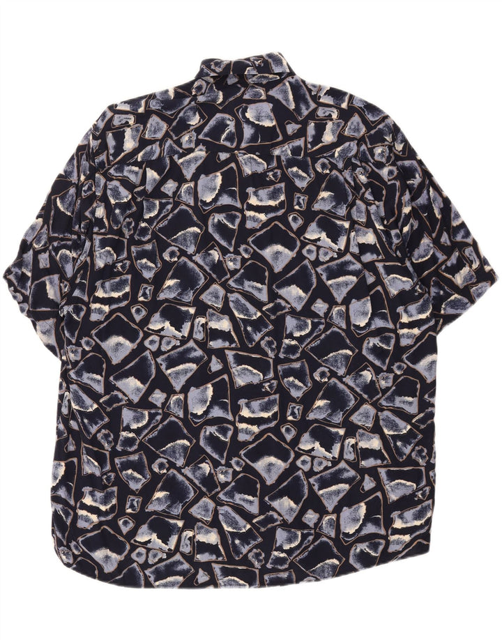 COTTON CLUB Mens Abstract Pattern Short Sleeve Shirt Medium Navy Blue Vintage Cotton Club and Second-Hand Cotton Club from Messina Hembry 