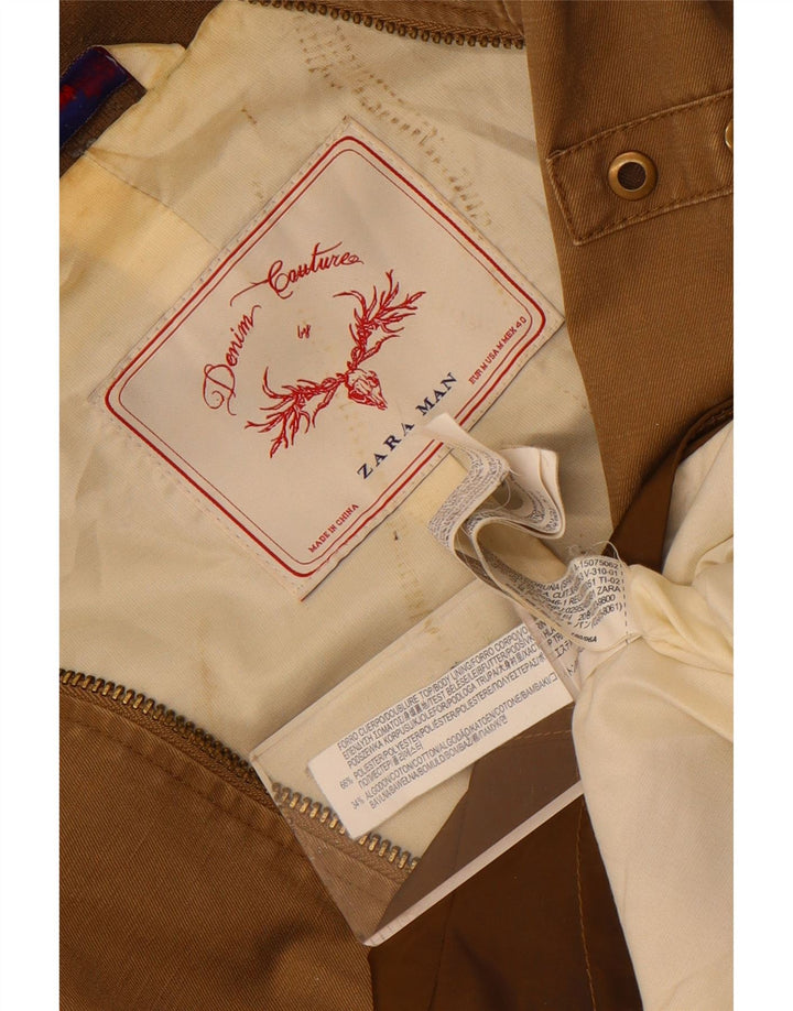 Zara Ανδρικό Bomber Jacket UK 38 Medium Brown Colourblock Polyester