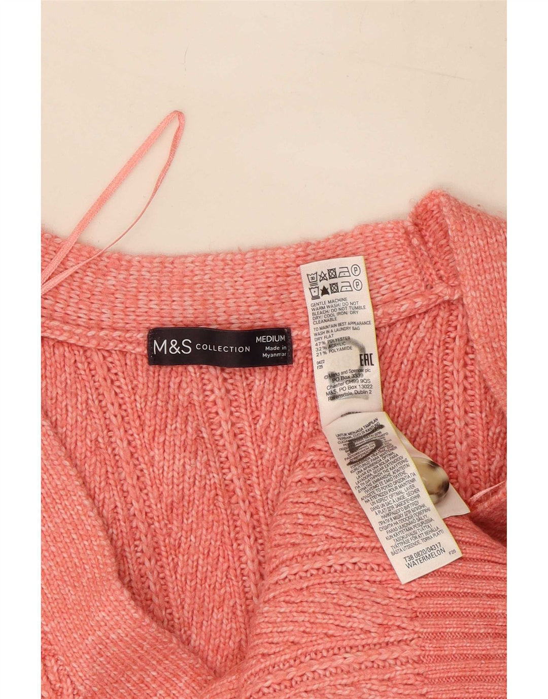 Marks & Spencer Γυναικεία Ζακέτα πουλόβερ UK 14 Medium Pink Polyester